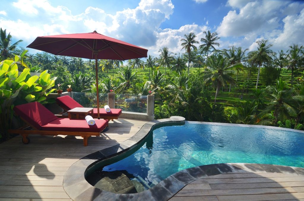 View over Puri Sebali Resort's infinity pool