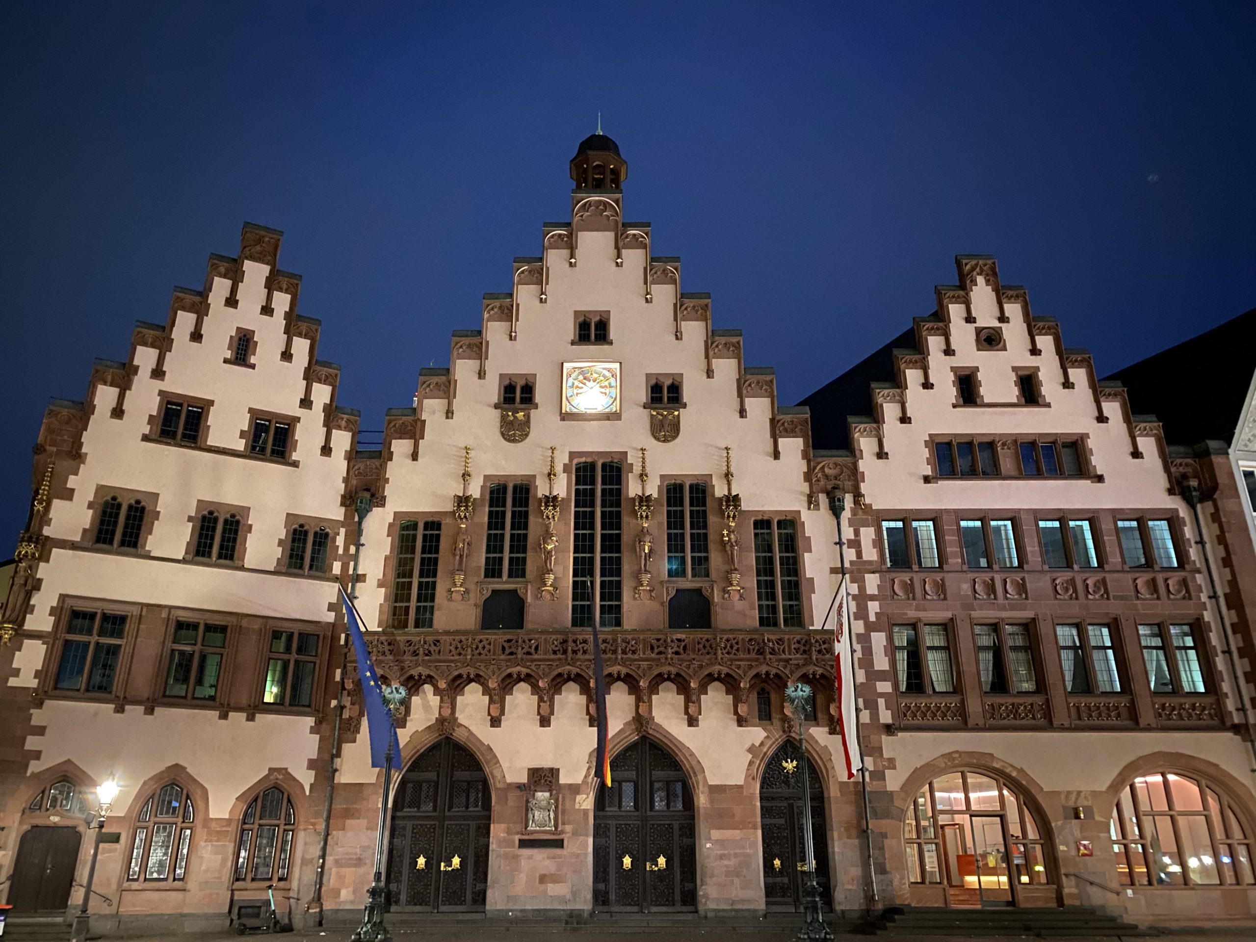 Buildings in Römerberg, Frankfurt taken by night time.
