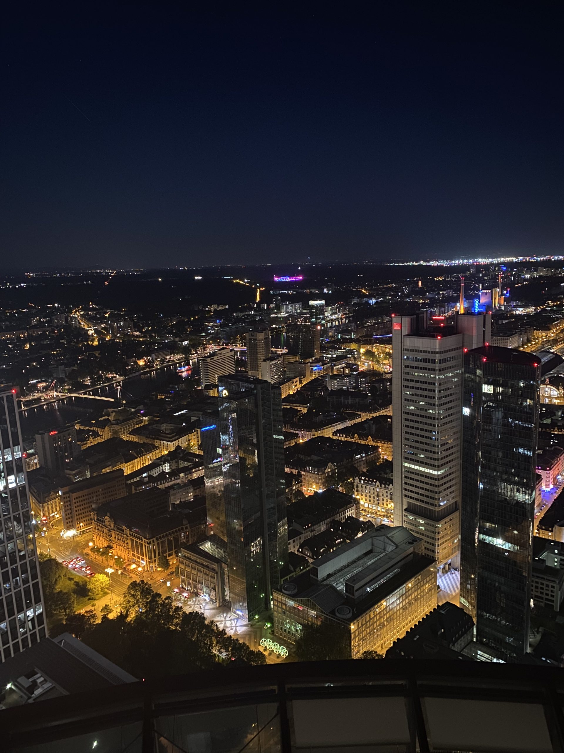 Night view over Frankfurt city from the Maintower